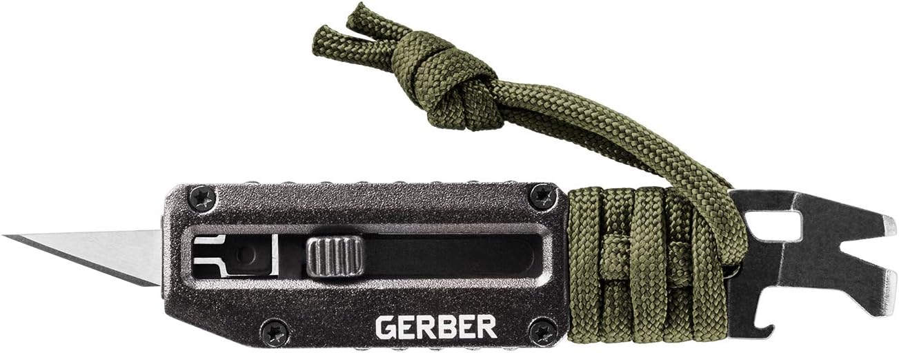 Gerber Gear Prybrid. Box Cutter Retractable Blade. Heavy Duty Utility Knife with Pry Bar. Bottle Opener. and Wire Stripper - Multi tool Pocket Knife - EDC Gear - Blue