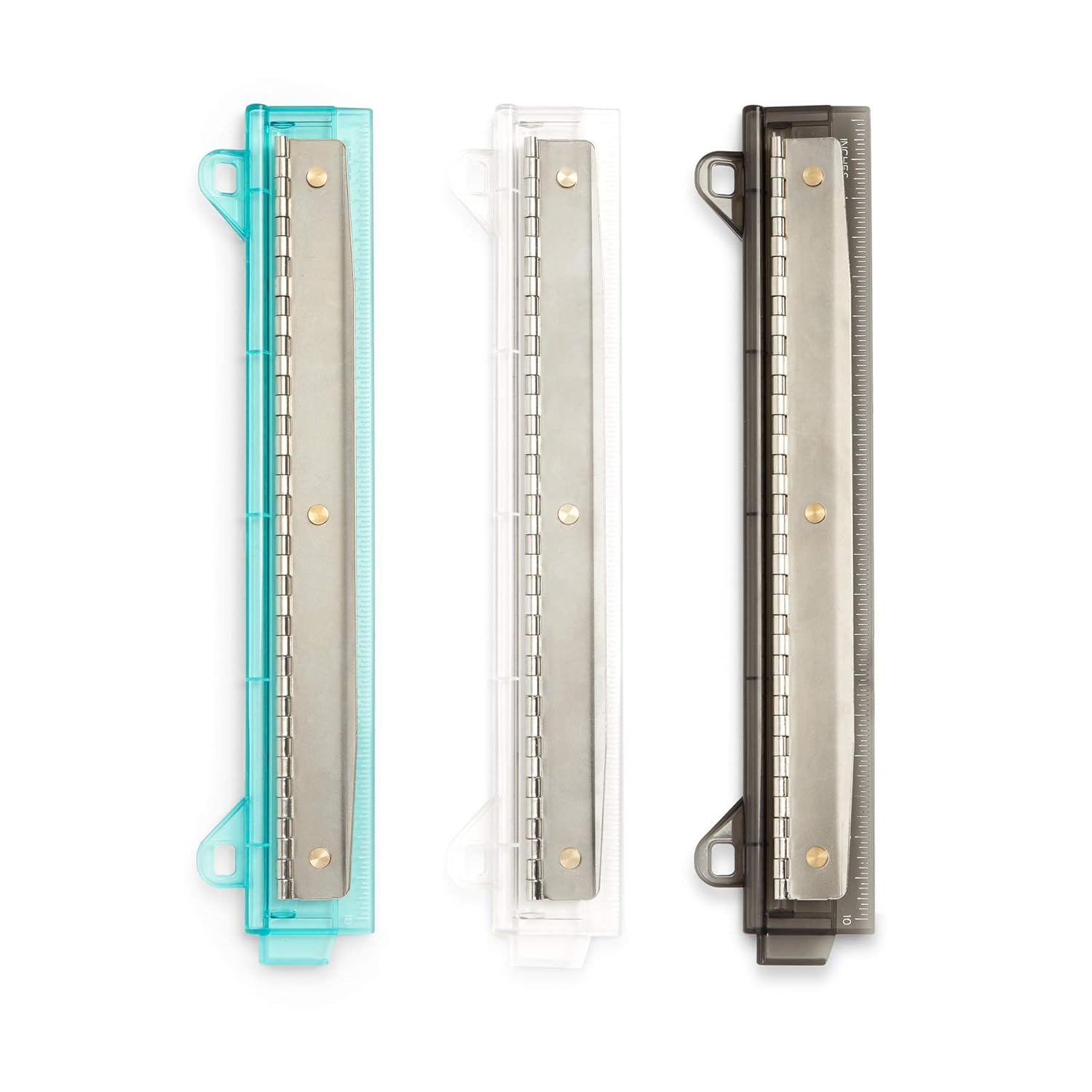 Blue Summit Supplies Set of 3 Hole Punch for Binder. Plastic Portable Ruler with Hole Puncher for Binder or Notebook. Easy to Use Flat Hole Punch for School or Office Use. Assorted Colors. 3 Pack